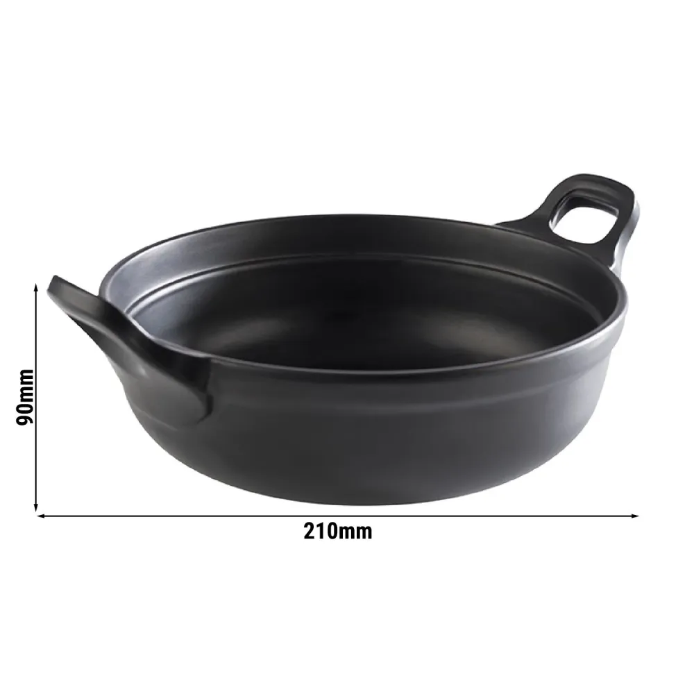 (6 бр.) Купа - PADELLA - Меламин - 1.5L - с дръжки - Ø 210mm - Дълбочина: 90mm - Черно