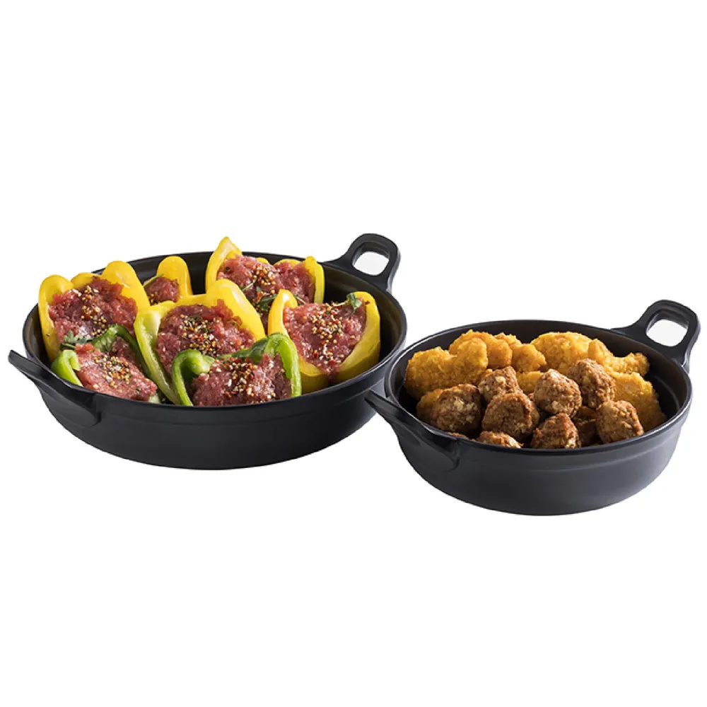 (6 бр.) Купа - PADELLA - Меламин - 1.5L - с дръжки - Ø 210mm - Дълбочина: 90mm - Черно