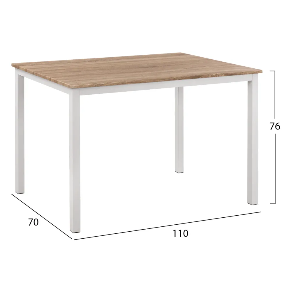 Трапезна маса PANYA 110x70x76, сонома, бели крака