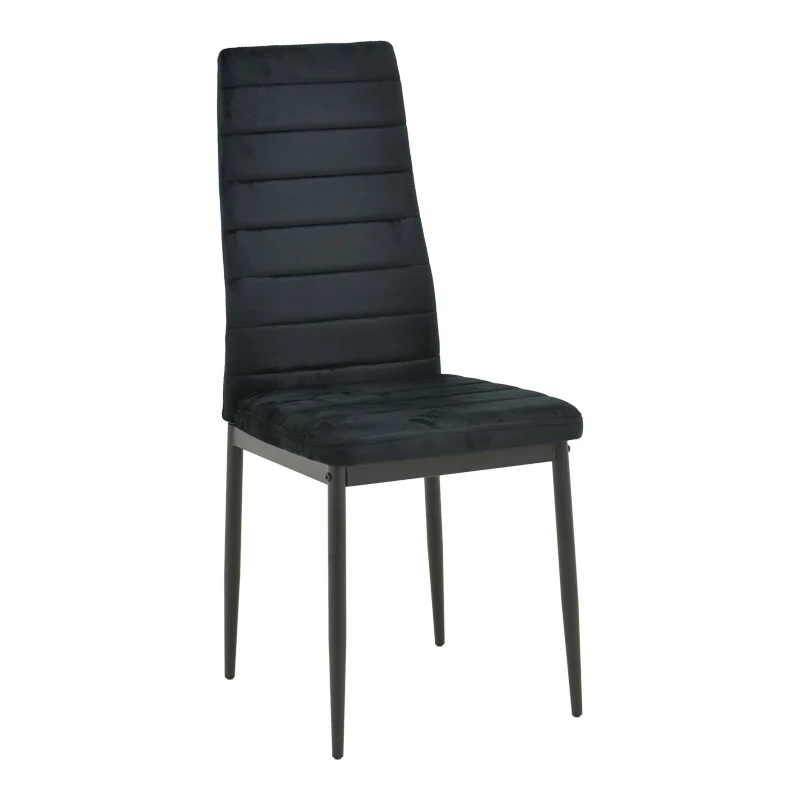 Стол PARKER кадифе в черен нюанс с черен метален крак 39.5x48x95cm