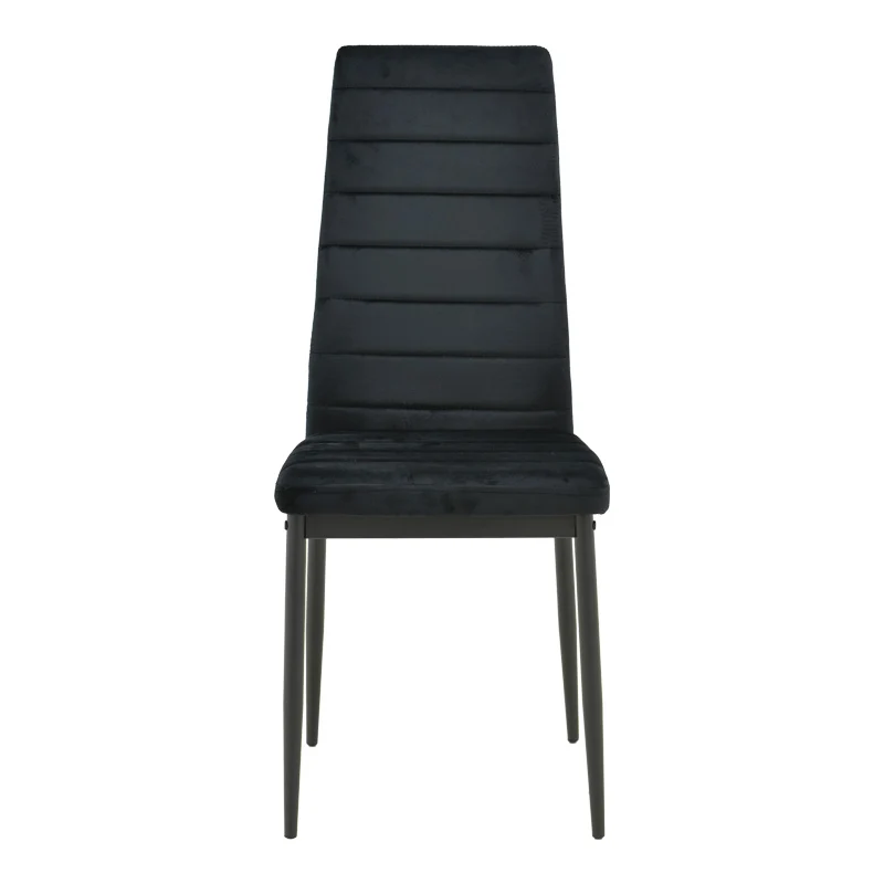 Стол PARKER кадифе в черен нюанс с черен метален крак 39.5x48x95cm