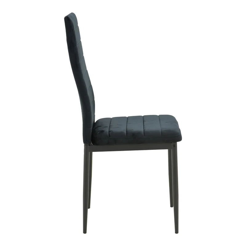 Стол PARKER кадифе в черен нюанс с черен метален крак 39.5x48x95cm