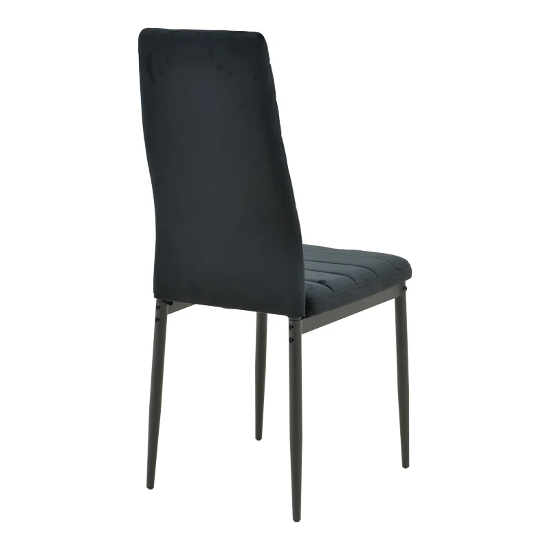 Стол PARKER кадифе в черен нюанс с черен метален крак 39.5x48x95cm