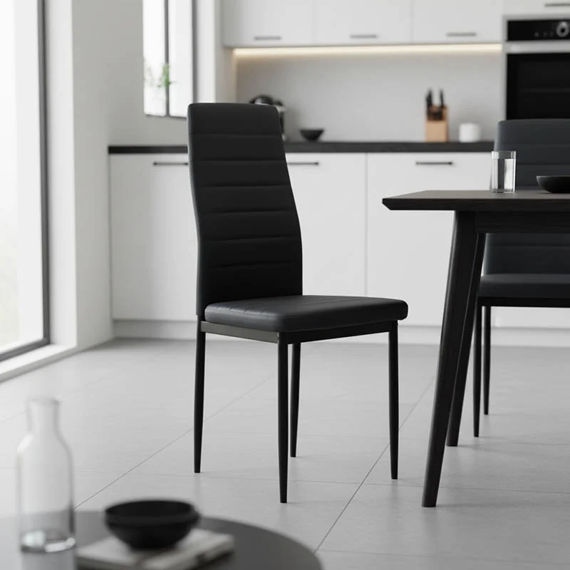 Стол PARKER PU антрацитно-черен крак 42x48x98см