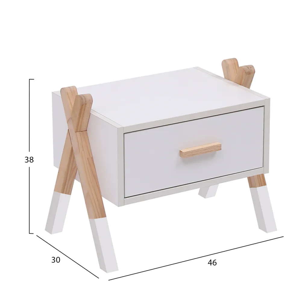Нощно шкафче PASCHAL бял-естествен цвят 46x30x38см