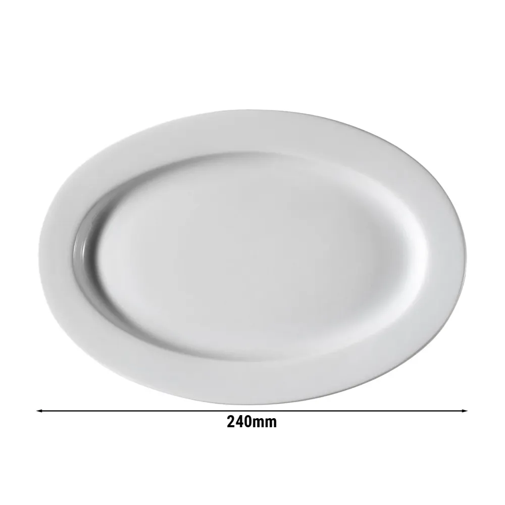 (12 бр.) PERA - Овална чиния - Порцелан - 240x240mm - Бял