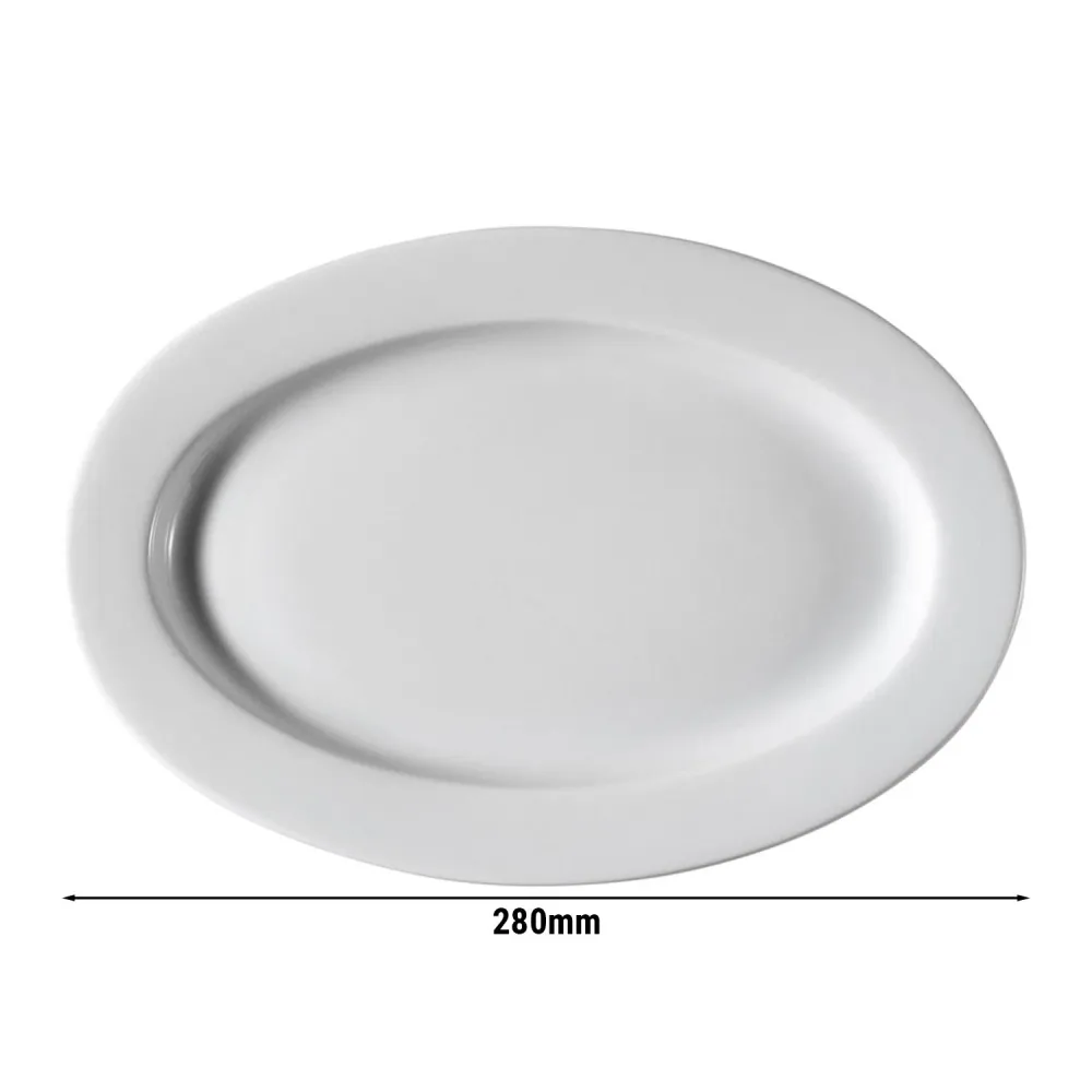 (24 бр.) PERA - Овална чиния - Порцелан - 280x210mm - Бял
