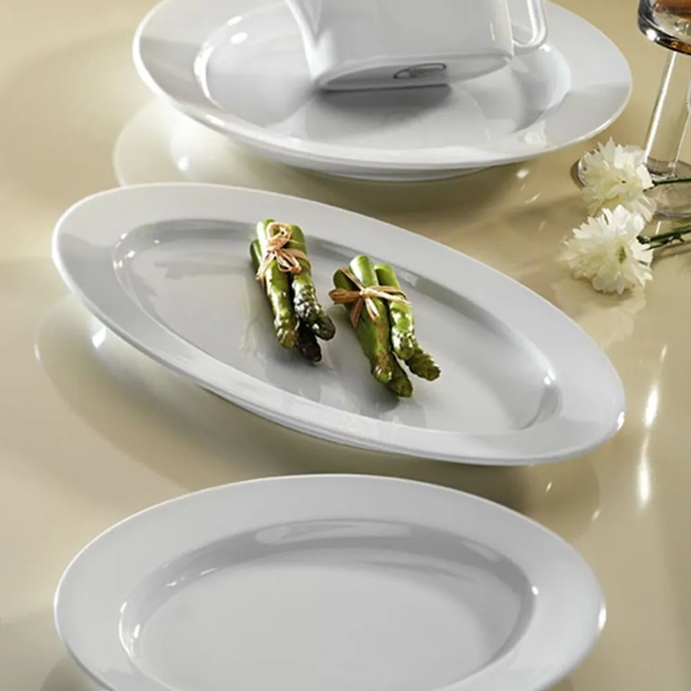 (24 бр.) PERA - Овална чиния - Порцелан - 280x210mm - Бял