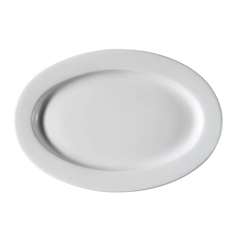 (12 бр.) PERA - Овална чиния - Порцелан - 280x210mm - Бял