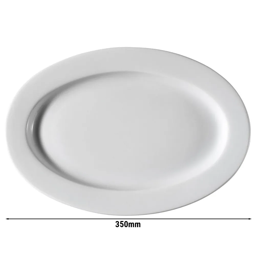 (12 бр.) PERA - Овална чиния - Порцелан - 350x350mm - Бял