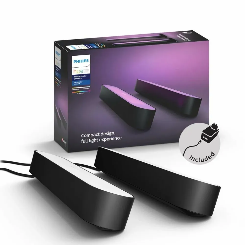 Philips Hue Play Light Bar, Смарт LED осветление, комплект 2 броя, Черен