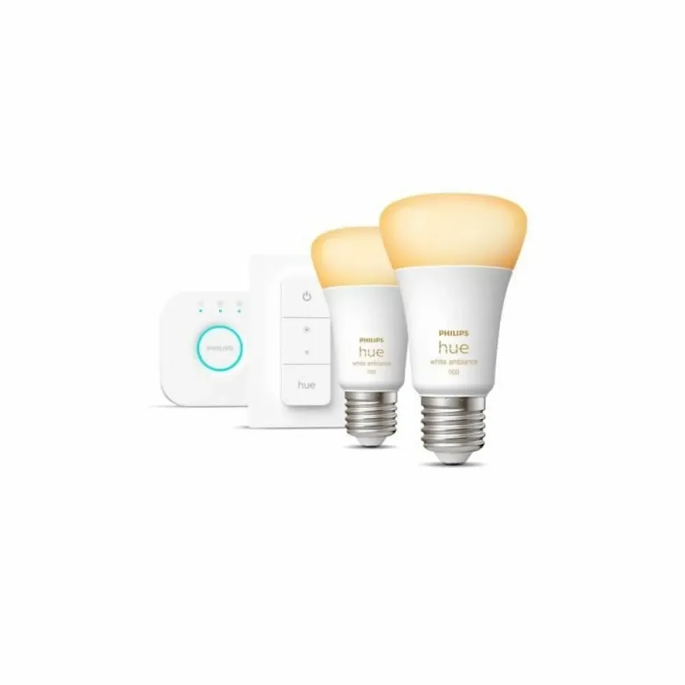 Philips, Смарт крушки, Hue White Ambiance Starter Kit, E27 1100 lm 2200K–6500K (2 броя)