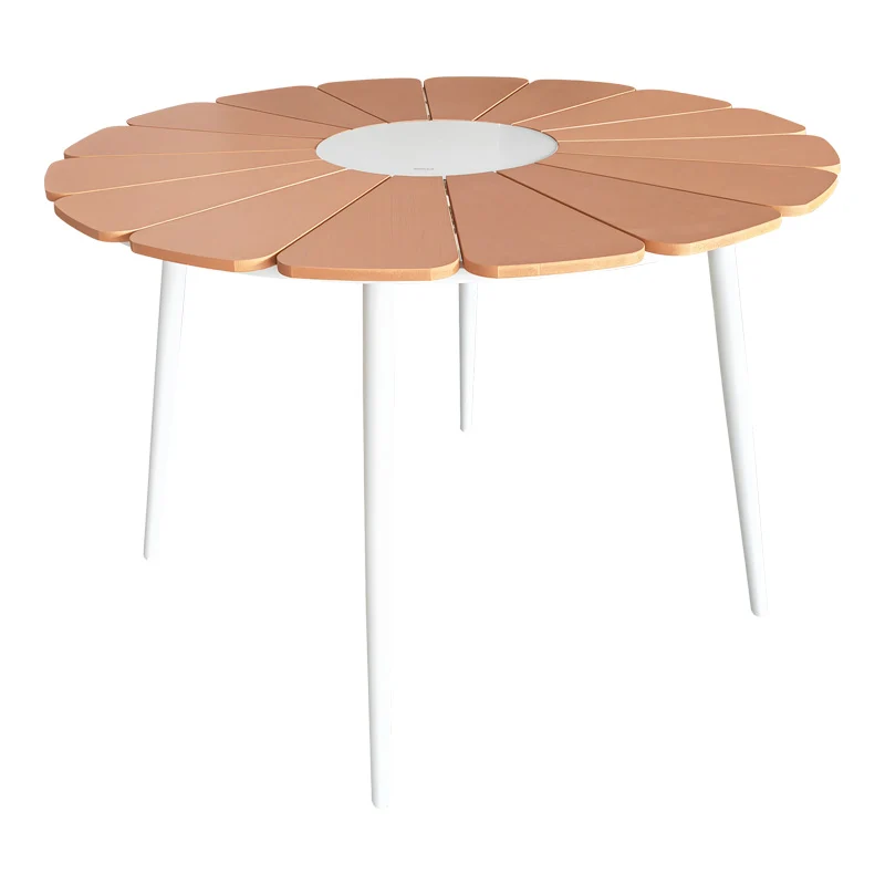 Градинска маса Pinap бял-естествен цвят d110x74см