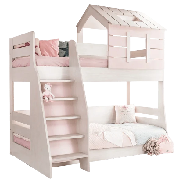 Двуетажно детско легло PINK HOUSE - ляво