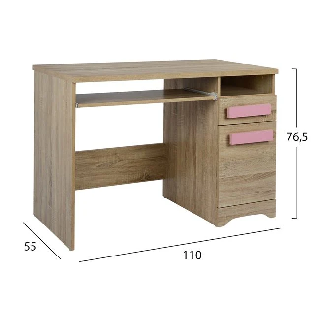 Бюро PLAYROOM Гърл сонома-розов цвят 110x55x76.5см