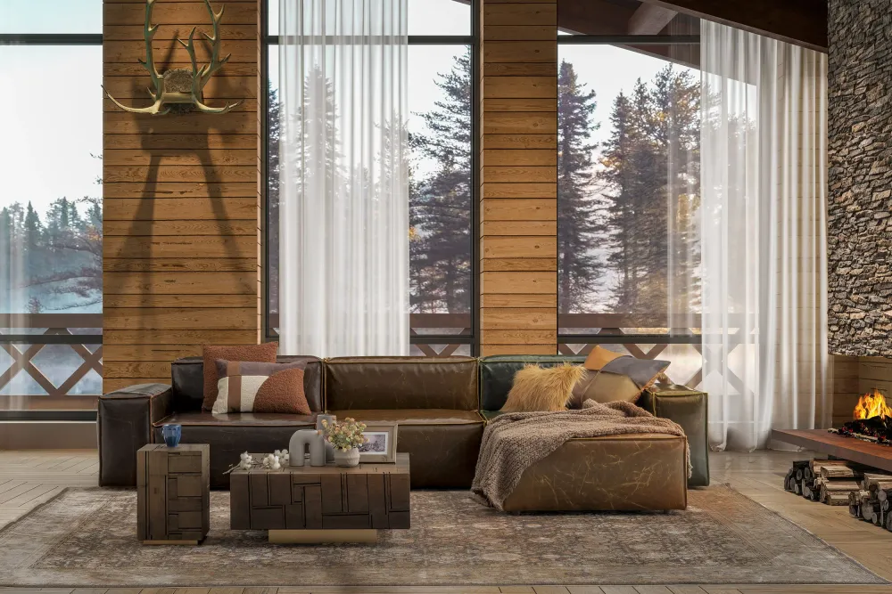 Ъглов диван «Plus Poufy Cosmos» от серия Colorium, с декоративни възглавници, ширина 350см