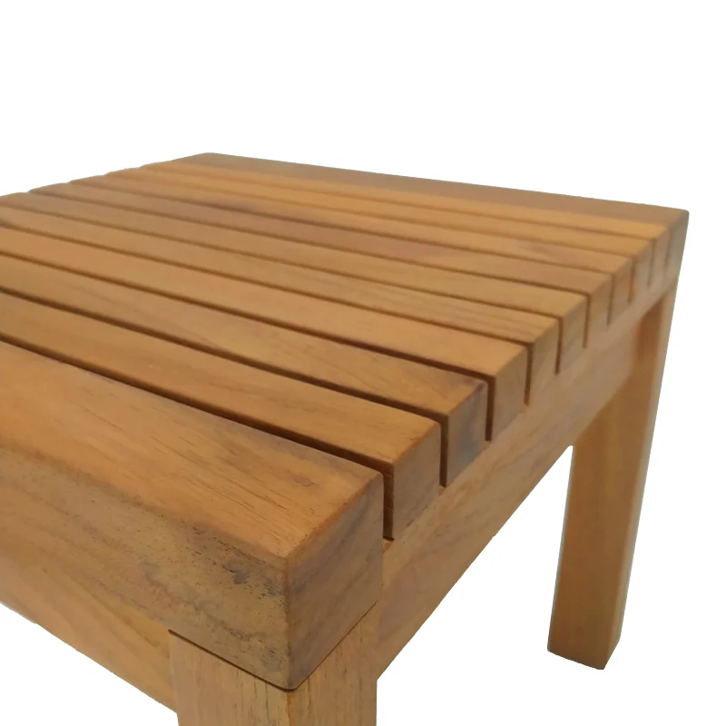 Плажна маса от тиково дърво Poly в естествен нюанс 35x35x30 см