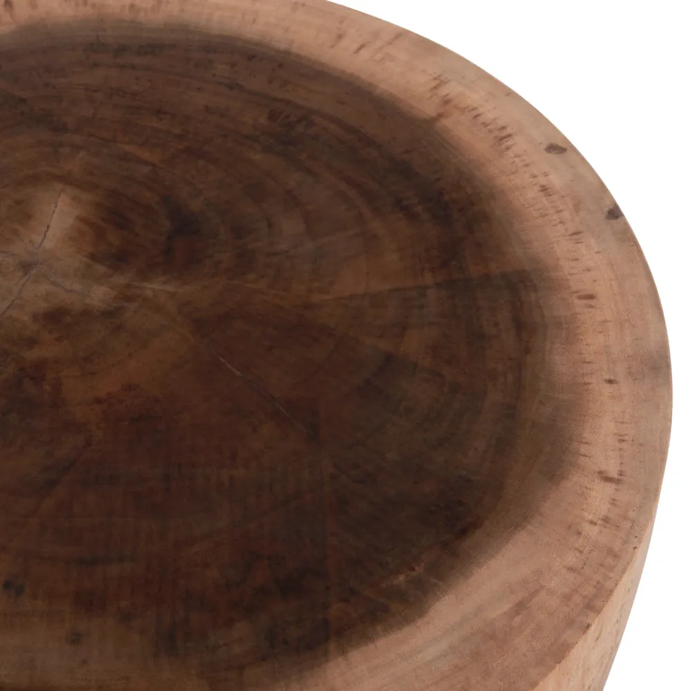 Кръгла масичка за кафе Pompu, масивна дървесина suar, естествен цвят φ60x35hcм