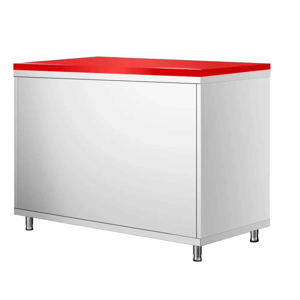 Професионален Работен шкаф от неръждаема стомана PREMIUM - 1000x700mm - с плъзгащи се врати|междинен рафт - вкл. Дъска за...