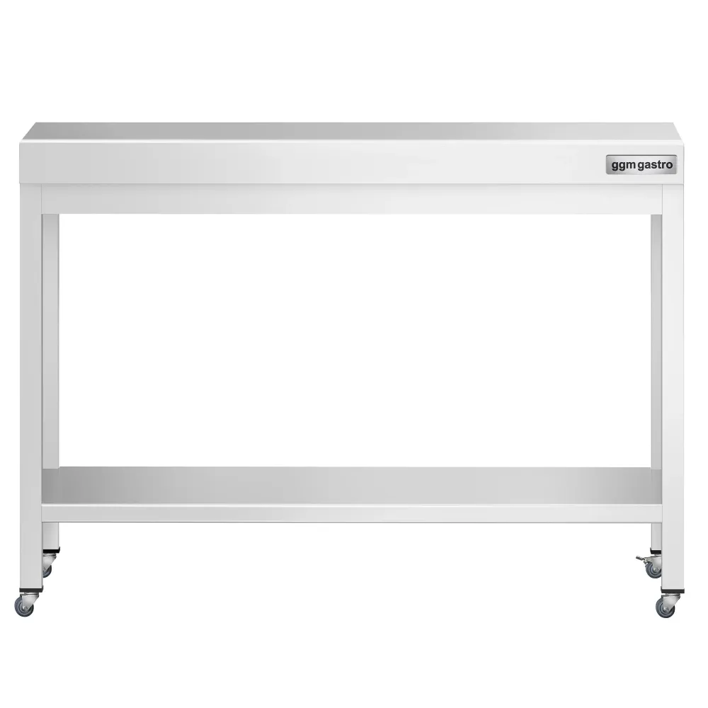 Работна маса PREMIUM от неръждаема стомана - 1000x700mm - с основа и колелца