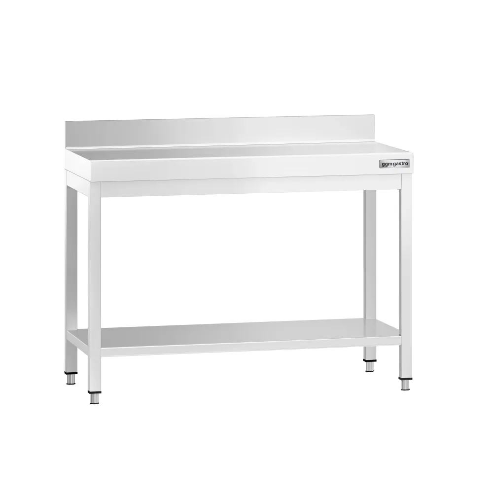 Маса от неръждаема стомана PREMIUM - 1000x800mm - с основен рафт и борд отзад