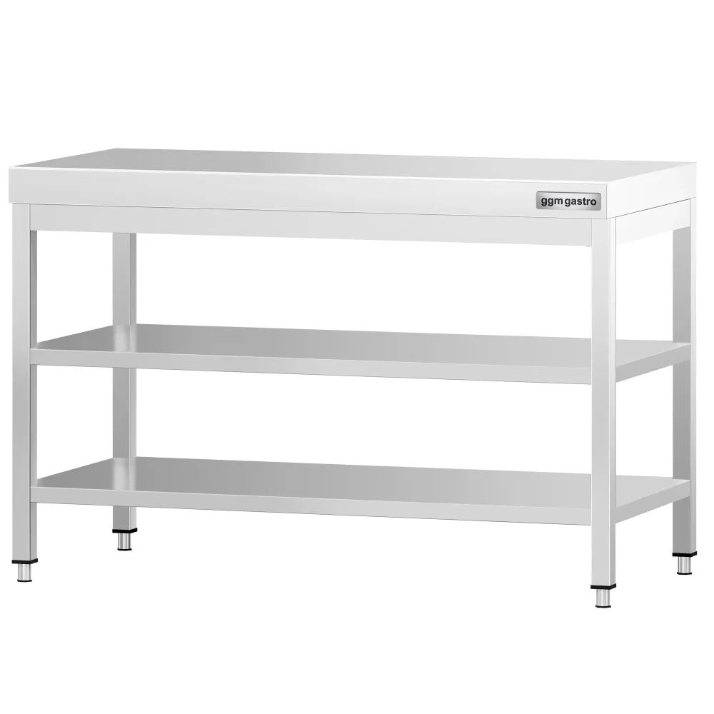 Маса от неръждаема стомана PREMIUM - 1200x600mm - с основен рафт и междинен рафт