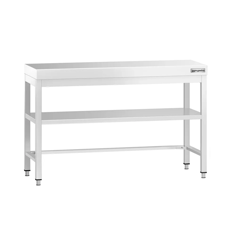 Маса от неръждаема стомана PREMIUM - 1200x800mm - с основен рафт и укрепваща връзка