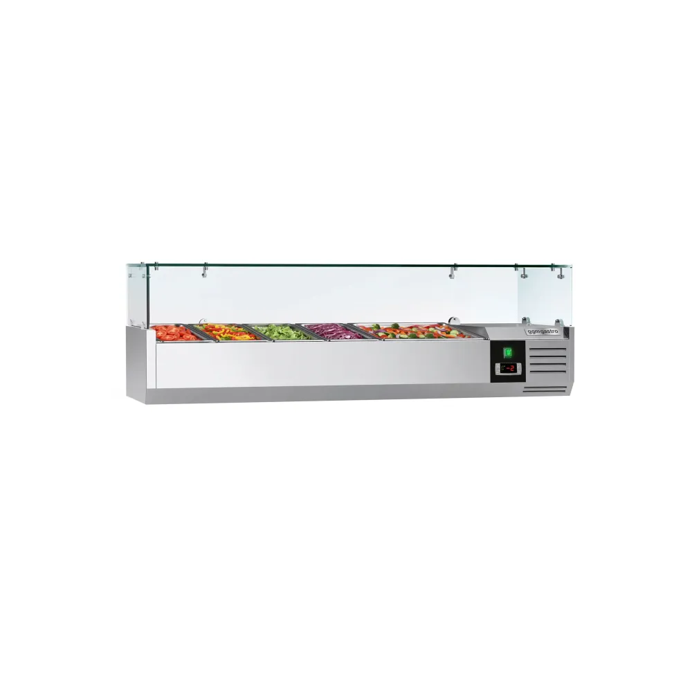 Настолна хладилна витрина PREMIUM - 1400x395mm - 6x GN 1/3 - с право стъкло