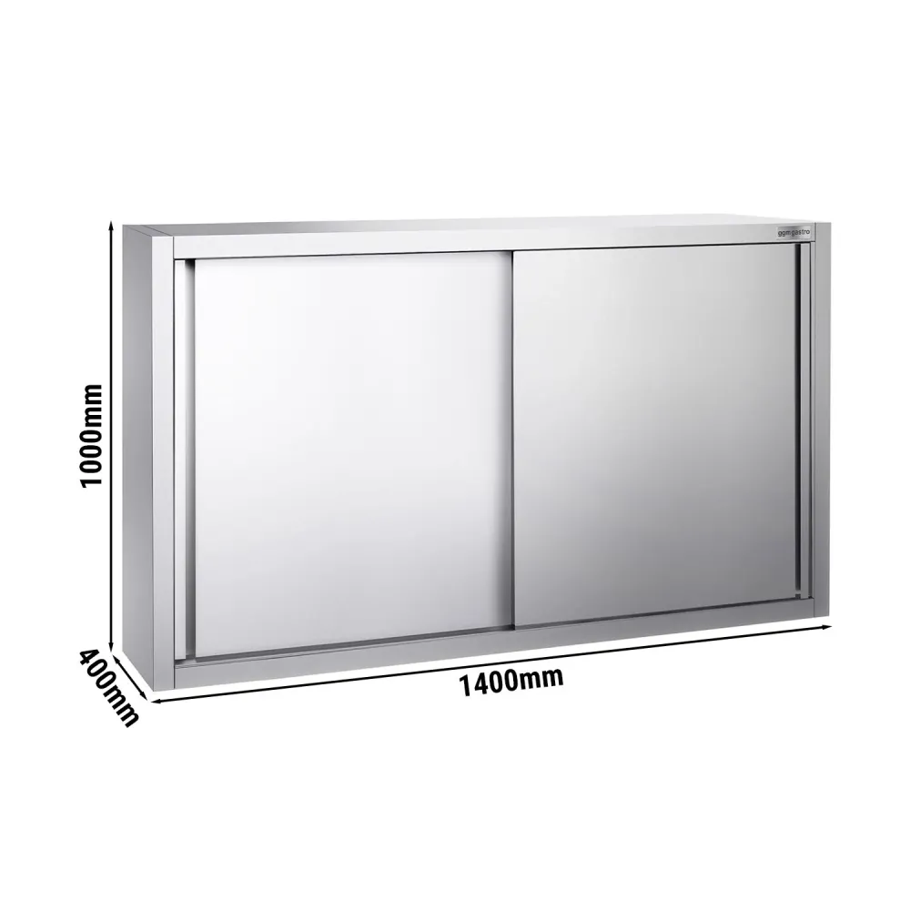 Стенен шкаф от неръждаема стомана PREMIUM - 1400x400mm - с плъзгащи се врати - 1000mm височина