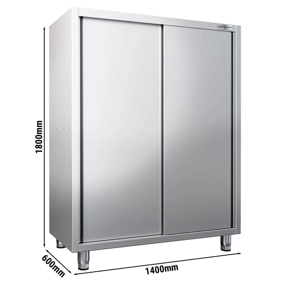 Професионален шкаф за съдове PREMIUM - 1400x600mm - 2 плъзгащи се врати - височина: 1800mm