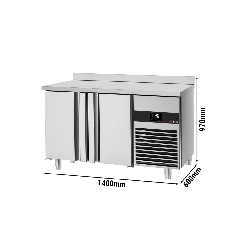 Професионална хладилна маса PREMIUM - 1400x600mm - с 2 врати - вентилирано охлаждане - автоматично размразяване - вграден...