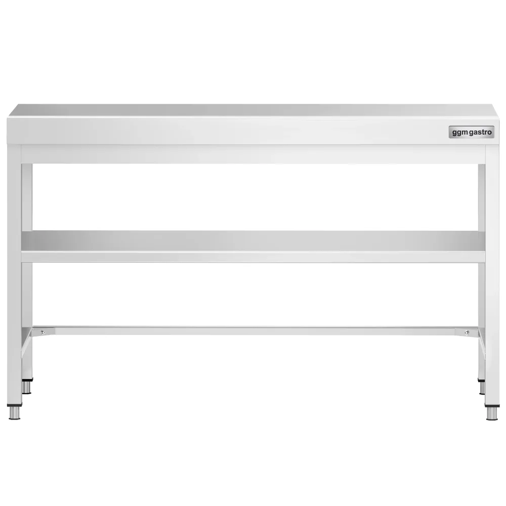 Маса от неръждаема стомана PREMIUM - 1400x700mm - с основен рафт и укрепваща връзка