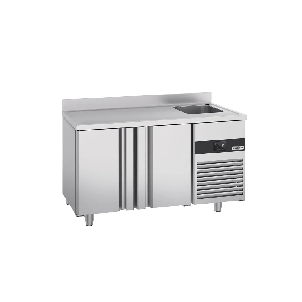 Професионална хладилна маса PREMIUM - 1430x700mm - с 2 врати - GN 1/1 - вентилирано охлаждане - с гръб 60мм