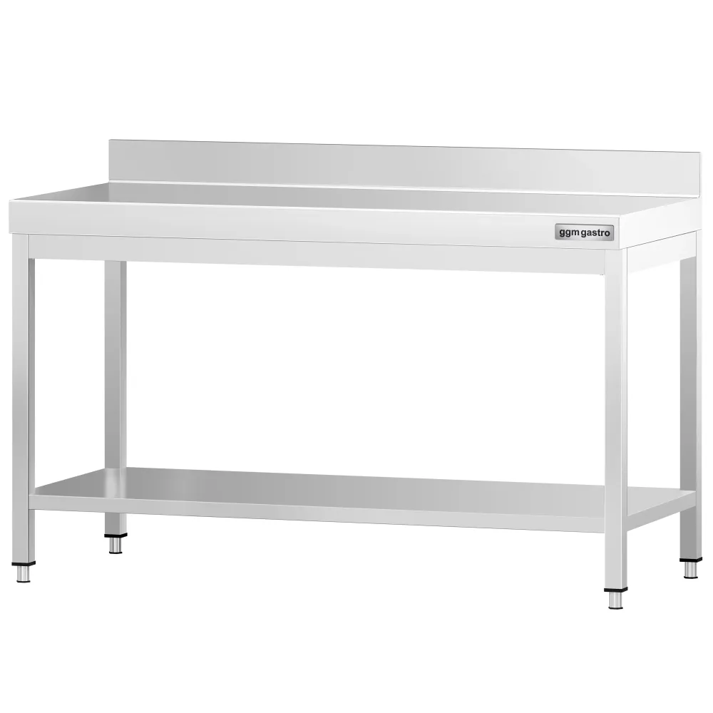 Маса от неръждаема стомана PREMIUM - 1500x700mm - с основен рафт и борд отзад