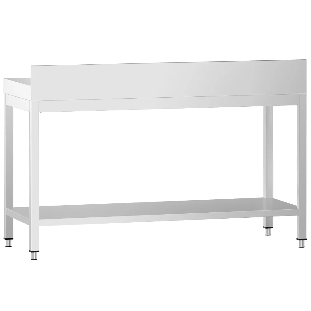 Маса от неръждаема стомана PREMIUM - 1500x700mm - с основен рафт и борд отзад