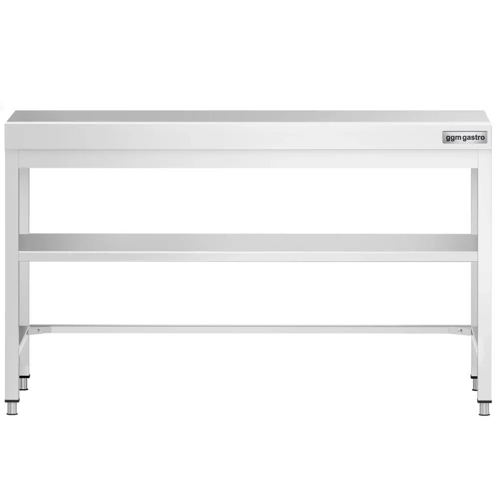 Маса от неръждаема стомана PREMIUM - 1500x800mm - с основен рафт и укрепваща връзка