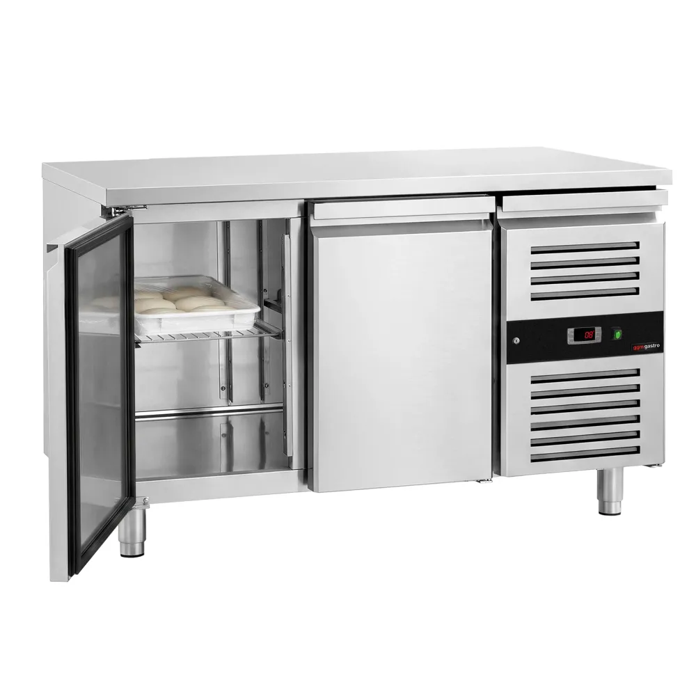 Пекарска хладилна маса PREMIUM - 1510x800mm - за тави 600x400мм (EN) - с 2 врати - вентилирано охлаждане - автоматично раз...