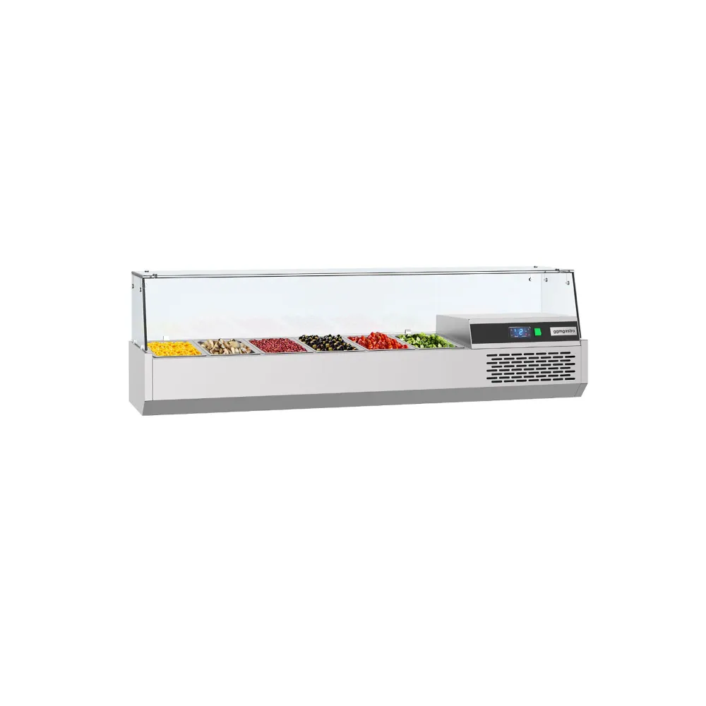 Настолна хладилна витрина PREMIUM - 1550x390x460mm - 6x GN 1/3 - с право стъкло