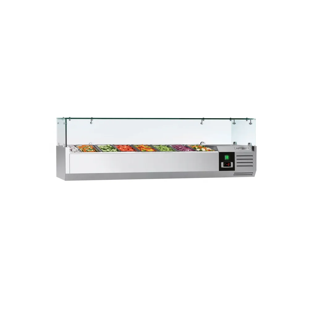 Настолна хладилна витрина PREMIUM - 1600x335x460mm - 7x GN 1/4 - с право стъкло