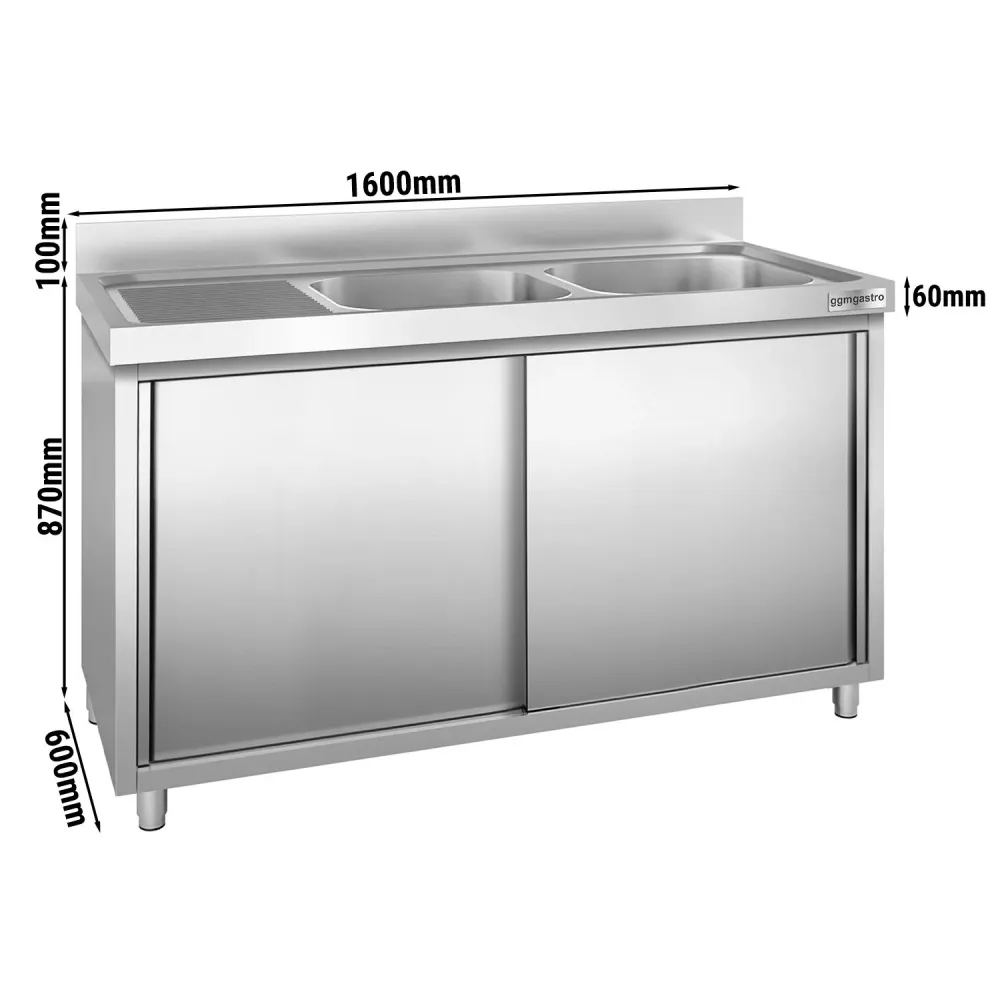 Шкаф с мивка PREMIUM - 1600x600mm - с 2 корита