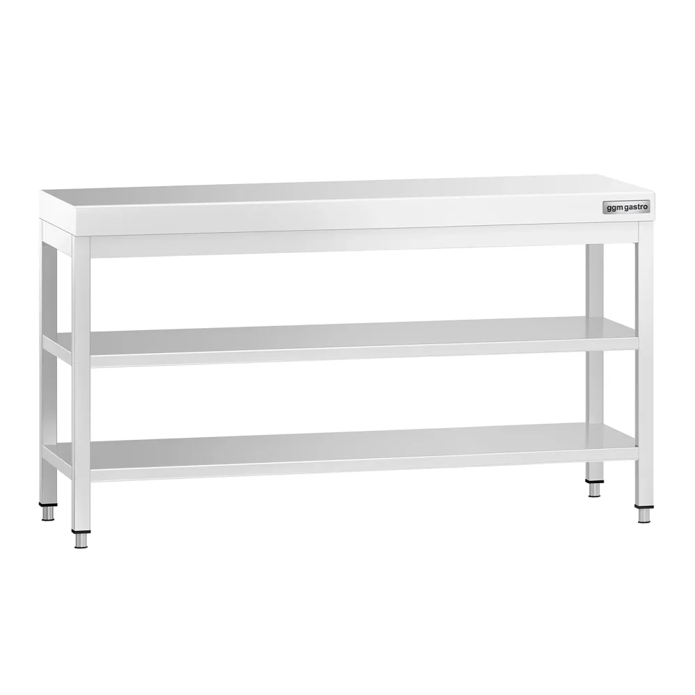 Маса от неръждаема стомана PREMIUM - 1600x600mm - с основен рафт и междинен рафт