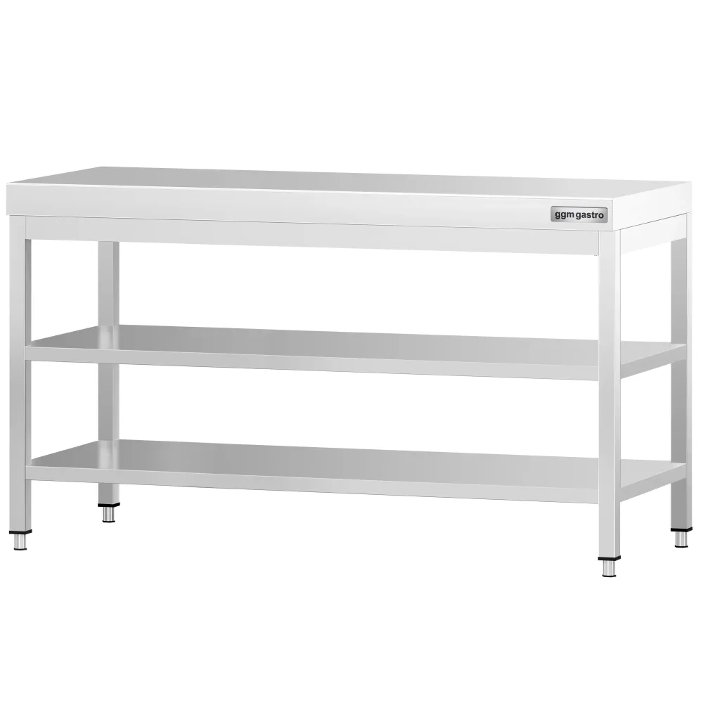 Маса от неръждаема стомана PREMIUM - 1600x600mm - с основен рафт и междинен рафт