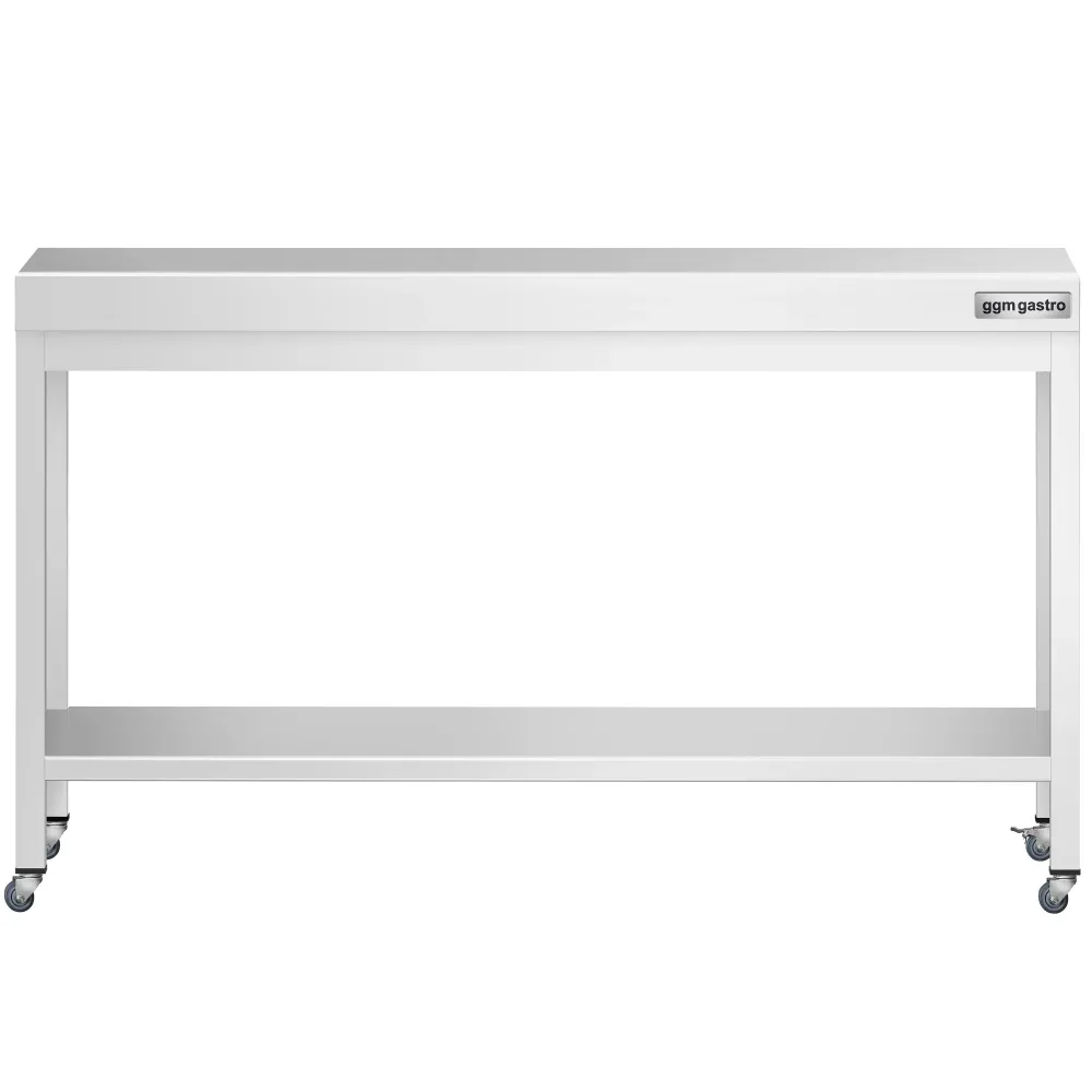 Работна маса PREMIUM от неръждаема стомана - 1600x800mm - с основа и колелца