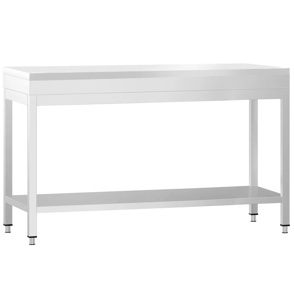 Маса от неръждаема стомана PREMIUM - 1600x800mm - с основен рафт - с включена дъска за рязане - бяла