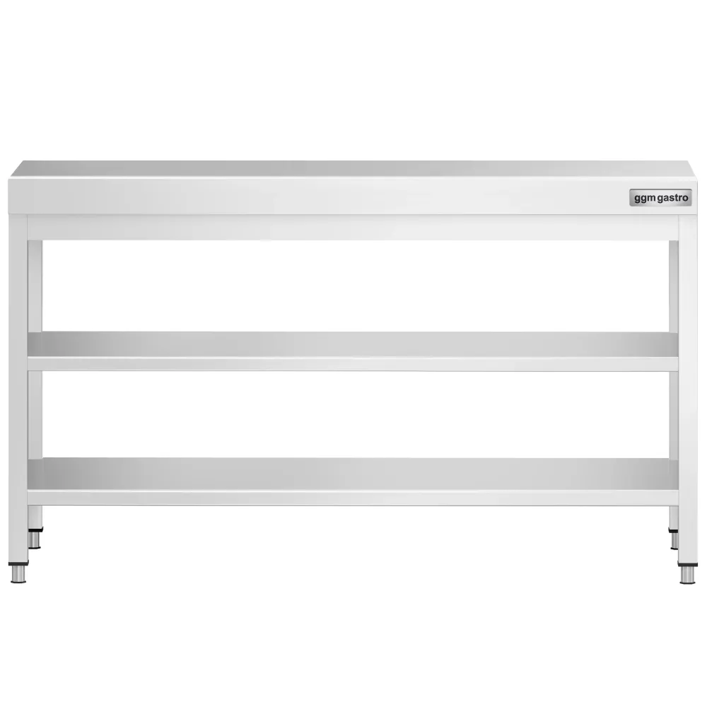 Маса от неръждаема стомана PREMIUM - 1600x800mm - с основен рафт и междинен рафт