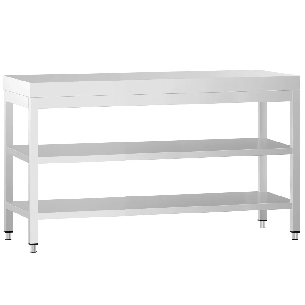 Маса от неръждаема стомана PREMIUM - 1600x800mm - с основен рафт и междинен рафт