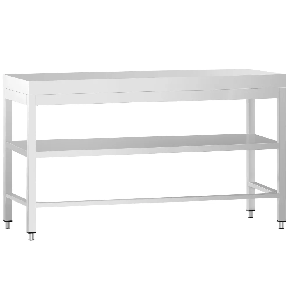 Маса от неръждаема стомана PREMIUM - 1600x800mm - с основен рафт и укрепваща връзка