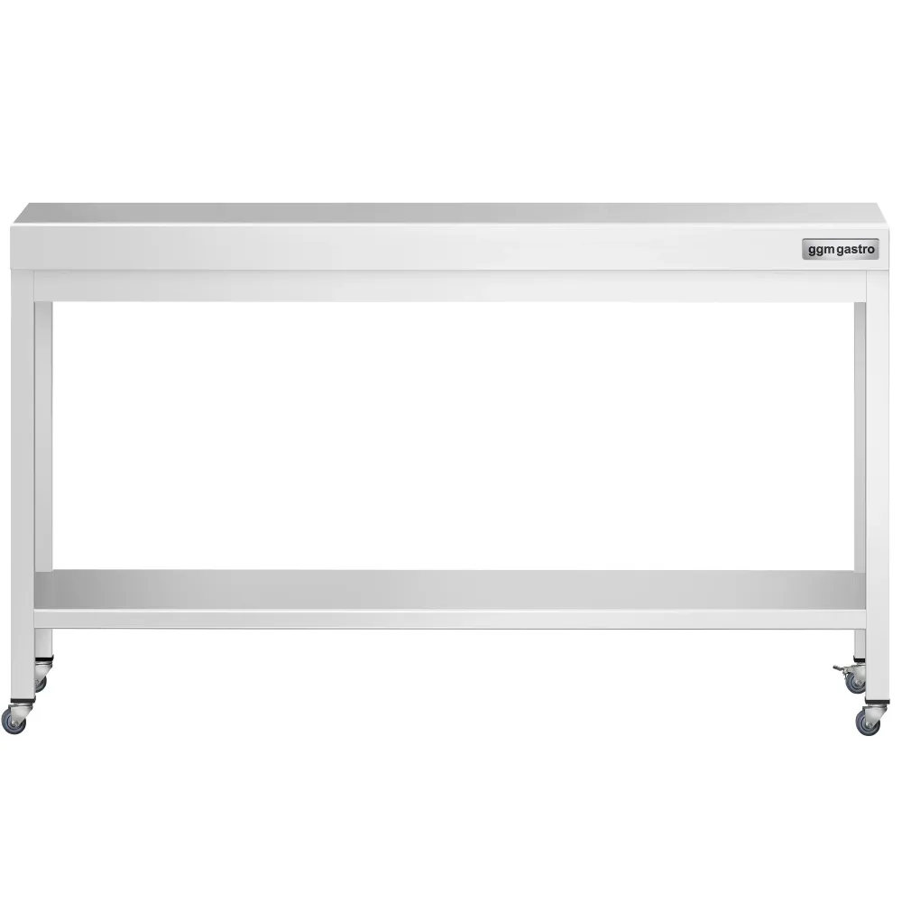 Работна маса PREMIUM от неръждаема стомана - 1800x700mm - с основа и колелца