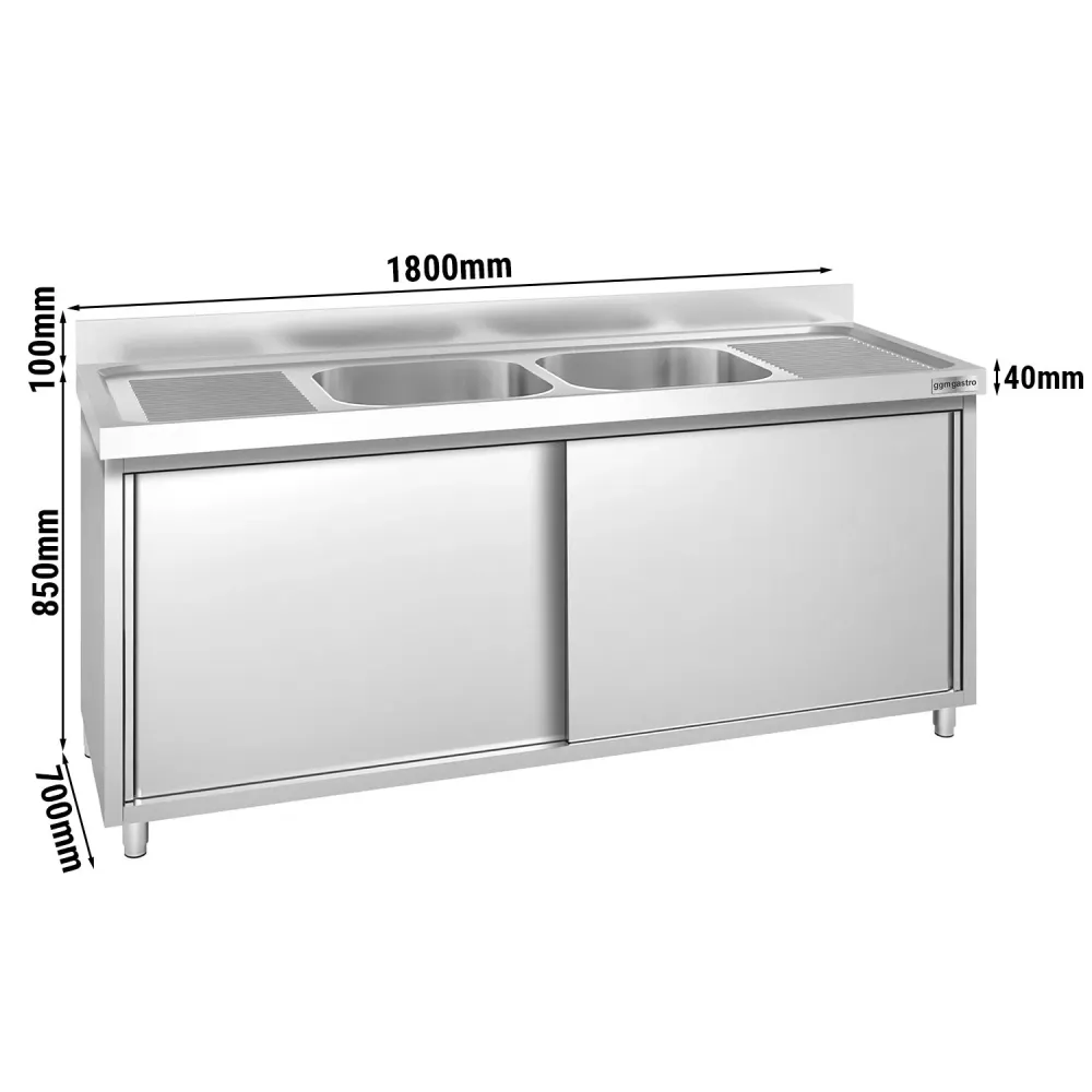 Шкаф с мивка PREMIUM - 1800x700mm - с 2 корита
