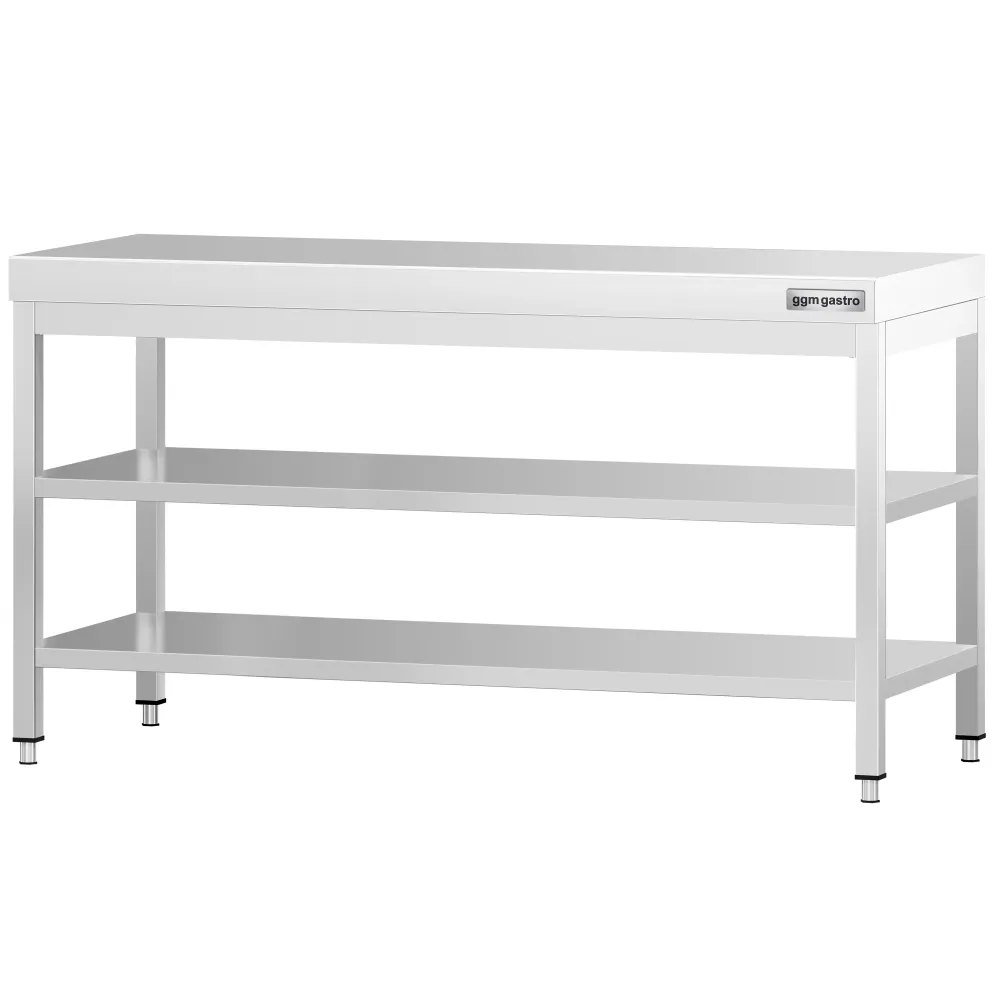 Маса от неръждаема стомана PREMIUM - 1800x700mm - с основен рафт и междинен рафт